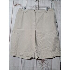 High Rise Striped‎ Shorts Womens 18 Beige White Casual Everyday Relaxed